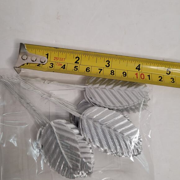 Silver Artificial Leaves in Packaging for Crafting - Picture 7 of 7